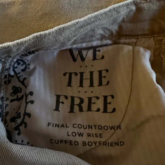 We The Free Beige Cuffed Boyfriend Jeans - Picture 3 of 6